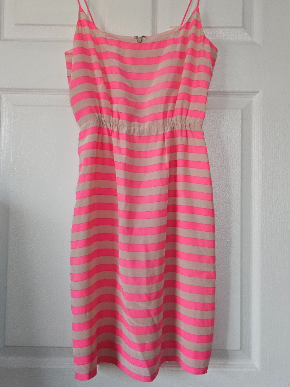 J. Crew Y2K Neon Striped Silk Spaghetti Strap Dress